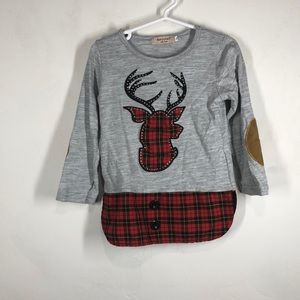 Rorychen gray deer red plaid tunic size 110/5T